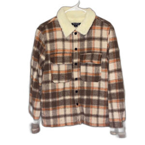 Pacsun Men’s Sherpa Lined Fleece Flannel Coat Jacket Casual Streetwear